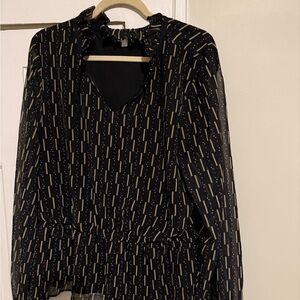 Nordstrom Black and Gold Patterned Blouse